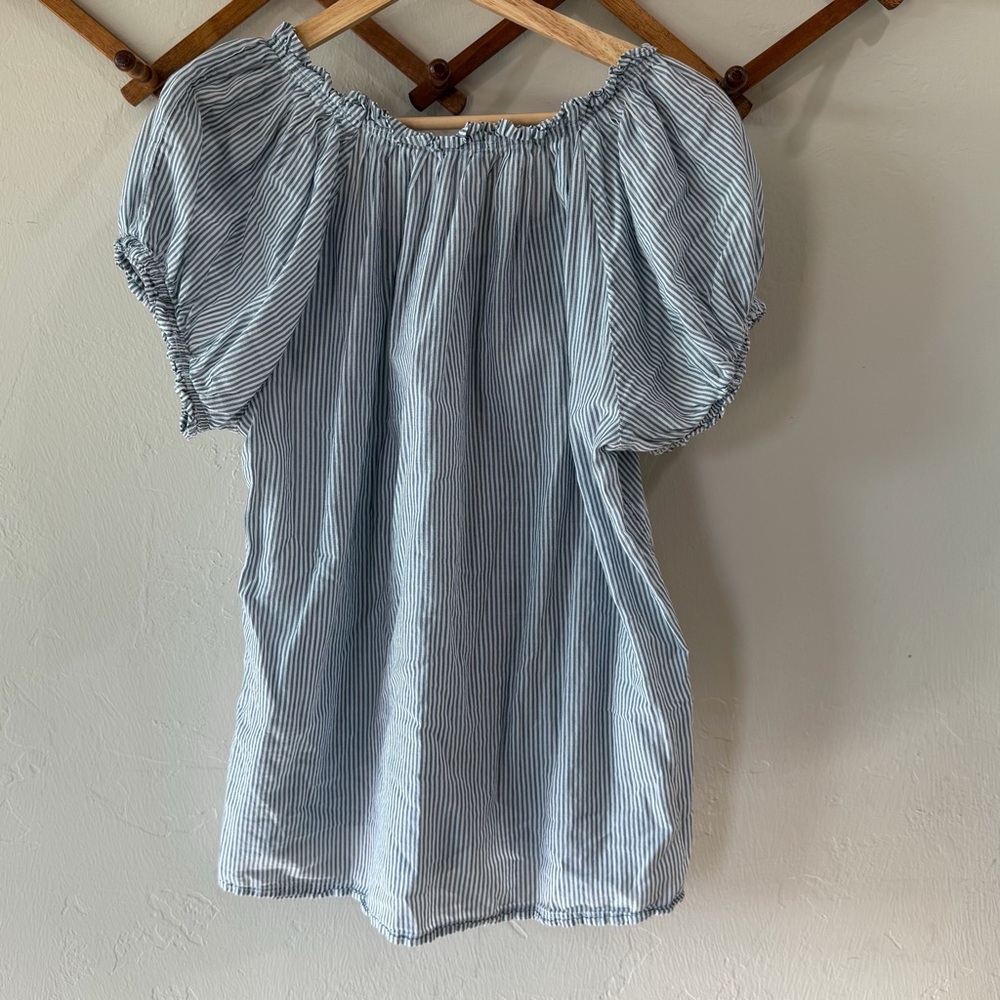 GAP Light Blue & White Striped Peasant Blouse - Picture 5 of 5